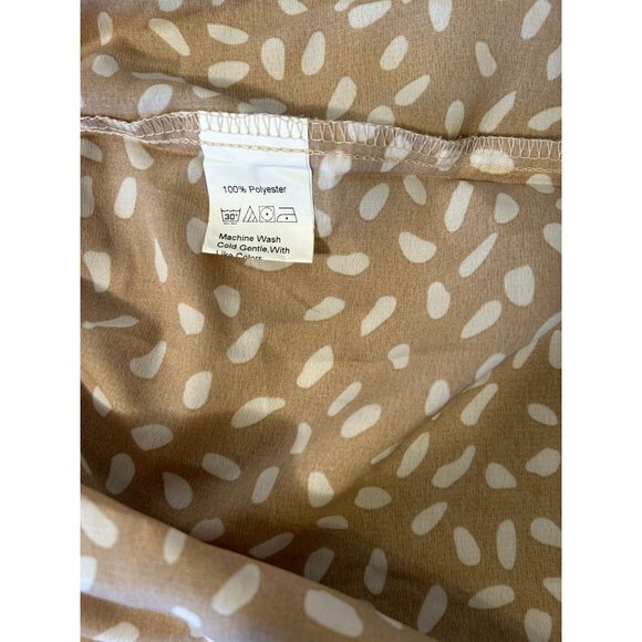 EUC Women's Shein Peasant Dress Khaki Tan‎ White Size Medium - Picture 11 of 13